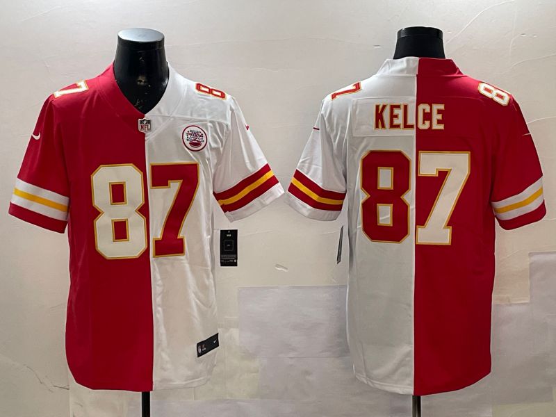 Men Kansas City Chiefs #87 Kelce White red 2025 Nike Vapor Limited NFL Jersey style 4